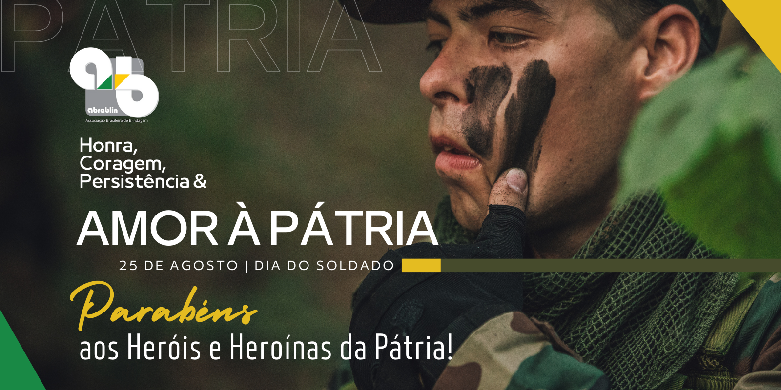 dia do soldado 25/08 abrablin homenagem ao dia do soldado minimalista verde e amarelo